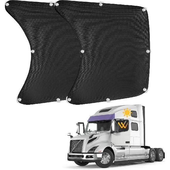 Side Window Sun Shade For Semi Truck - Large Size (24"X22") - Ized For Freightliner Volvo VNL International Trucks - Semi Truck Accessories - UV
