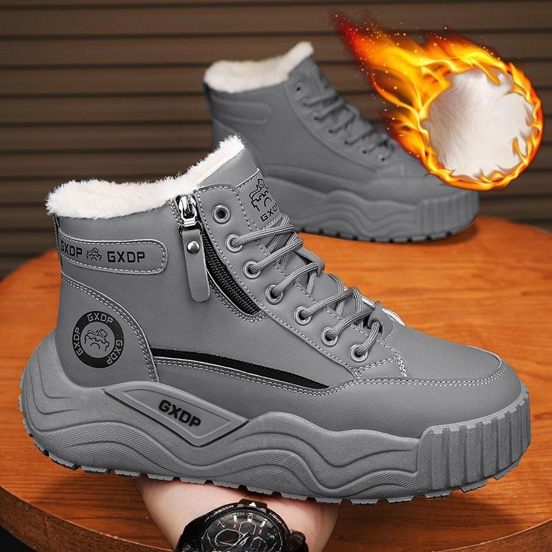 Men's Shoes with Added Insulation and Thick Cotton Lining, Thick-soled Boots, Anti-slip Snow Boots