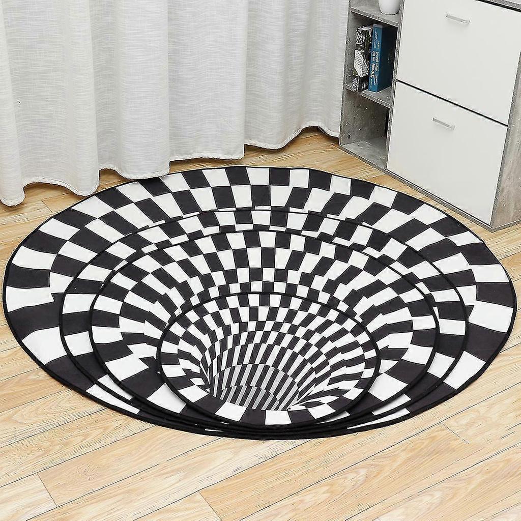 100cm 3d Round Vortex Illusion Rug Anti-slip Bottomless Carpet Floor Mat Living Room