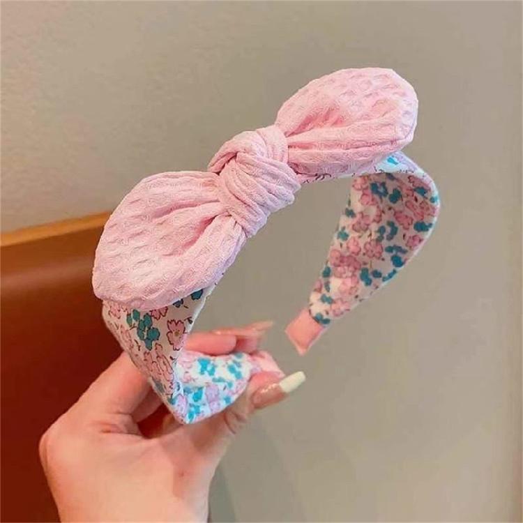 Children Knotted Bowknot Hairband Flower Print Hairhoop for Casual Wear And Spring DressingUp Accessory Party Headwear