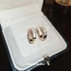 Real gold electroplated silver needle zircon shell C-shaped earrings fashion high-end double-layer stud earrings niche design earrings women