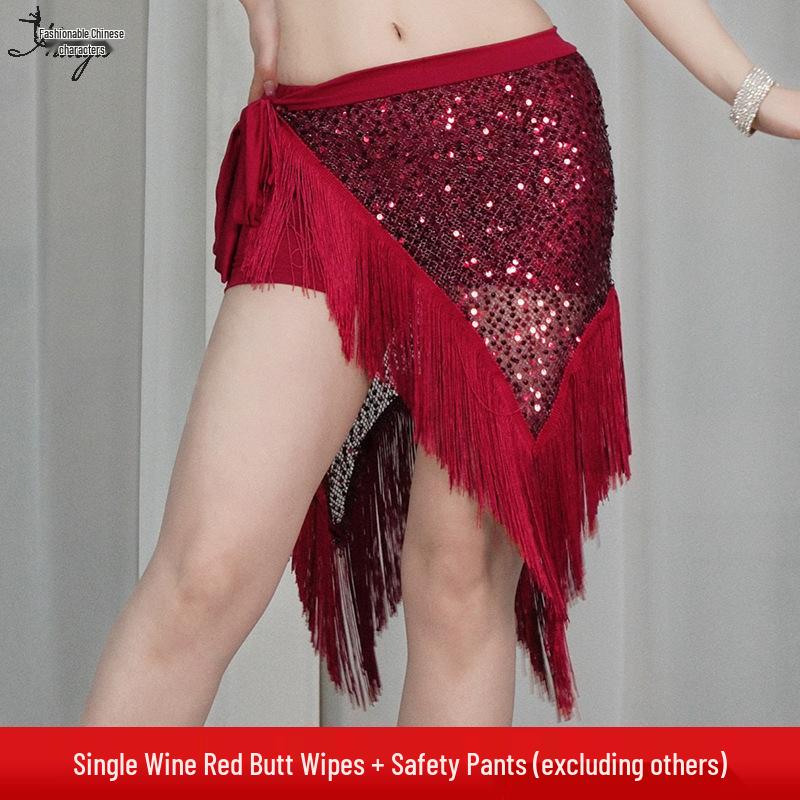 Orienttanz Hüfttuch: Pailletten-Taillenkette & Quasten für Bauchtanz-Übung und -Aufführung.