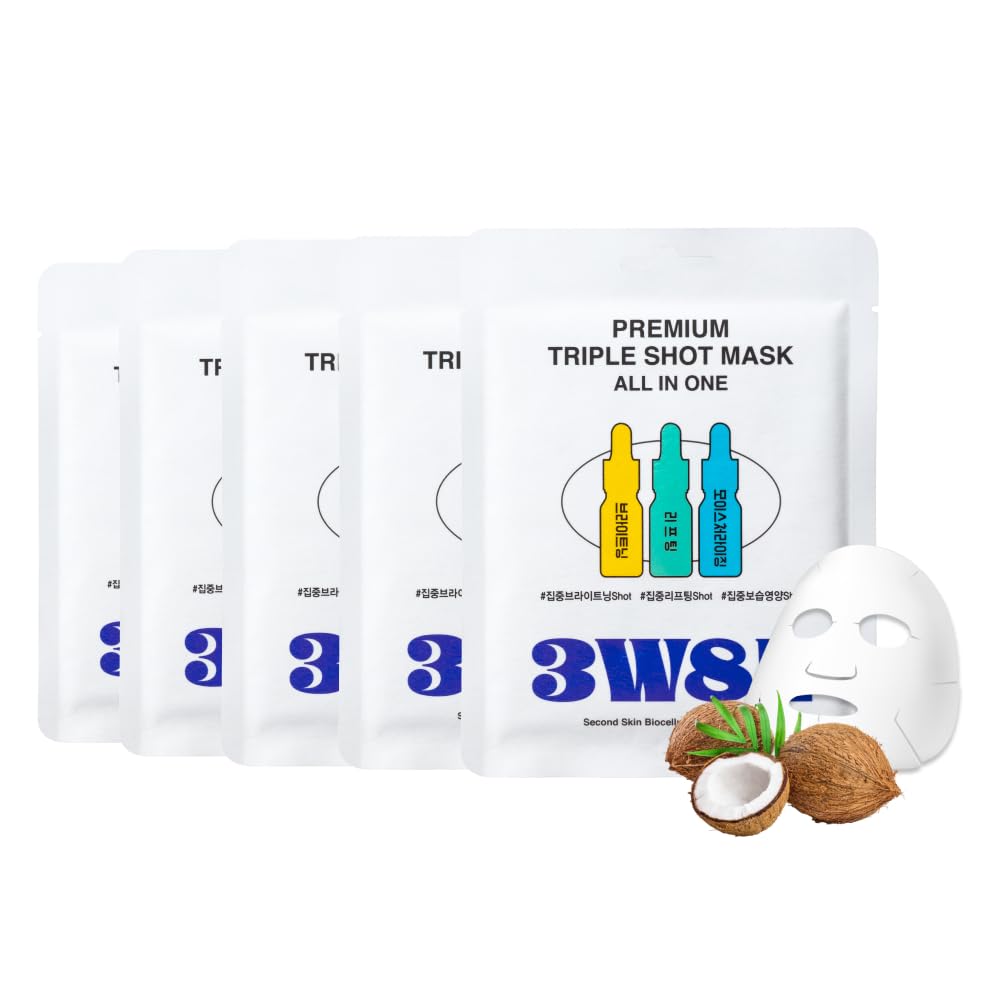

3W8L Premium Triple Shot 1 Sheet x 5 Face Face Sheet Pore Highly Korean Cosmetics Mask, All-in-One, Pack, Pack, Mask, Mask, Tone-Up, Firming, Glowing,