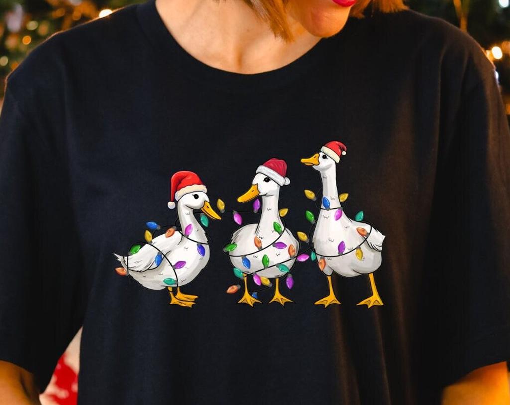 Duck Lights Christmas Shirt, Christmas Ducks T-Shirt, Funny Christmas Gifts, Funny Christmas Duck Tee, Christmas Lights Shirts, Holiday Tee