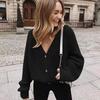 Herbst Neue Mode Frauen Gestrickte Strickjacken Pullover Langarm Lose Mantel Lässig Taste Dicken V-ausschnitt Solide Weibliche Tops