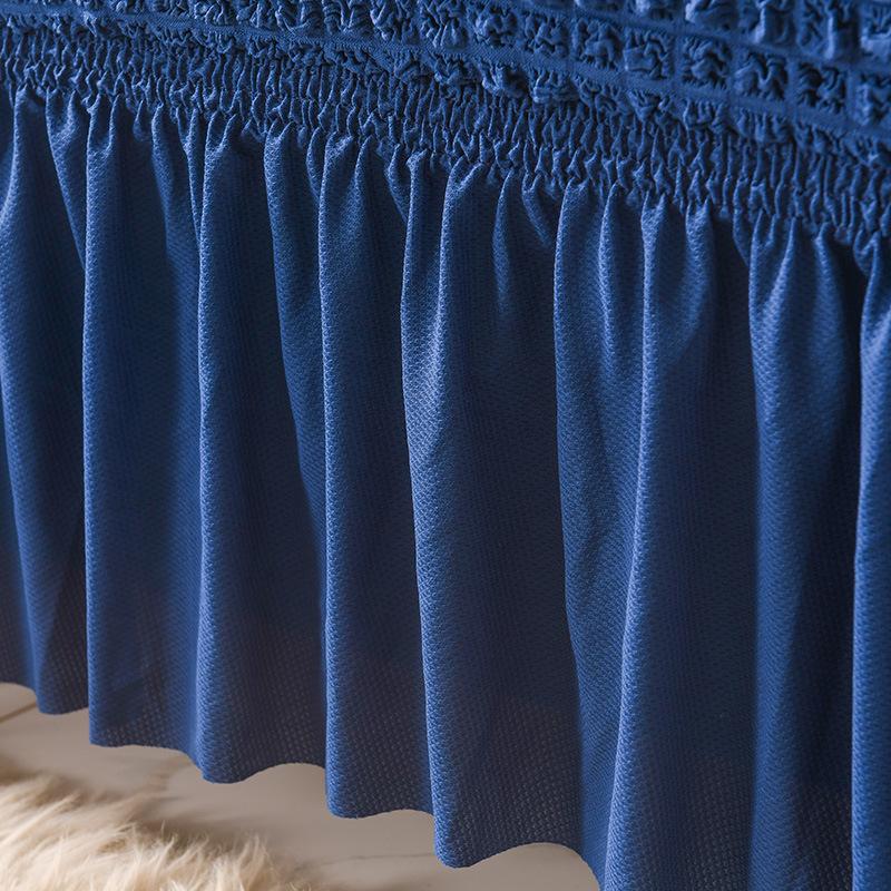 Light Luxury Solid Color Fabric Sofa Cover All-inclusive Seersucker Skirt Sofa Covers for Living Room 1/2/3/4 Seater