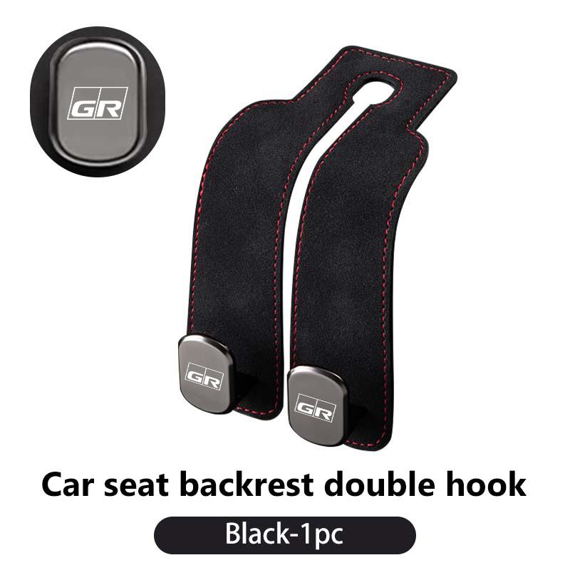 

For Toyota 2 in 1 Car Headrest Hook Suede Rear Seat Hanging Dual Hook Alloy Hook Storage Hanger Gazoo Racing TRD Corolla Yaris