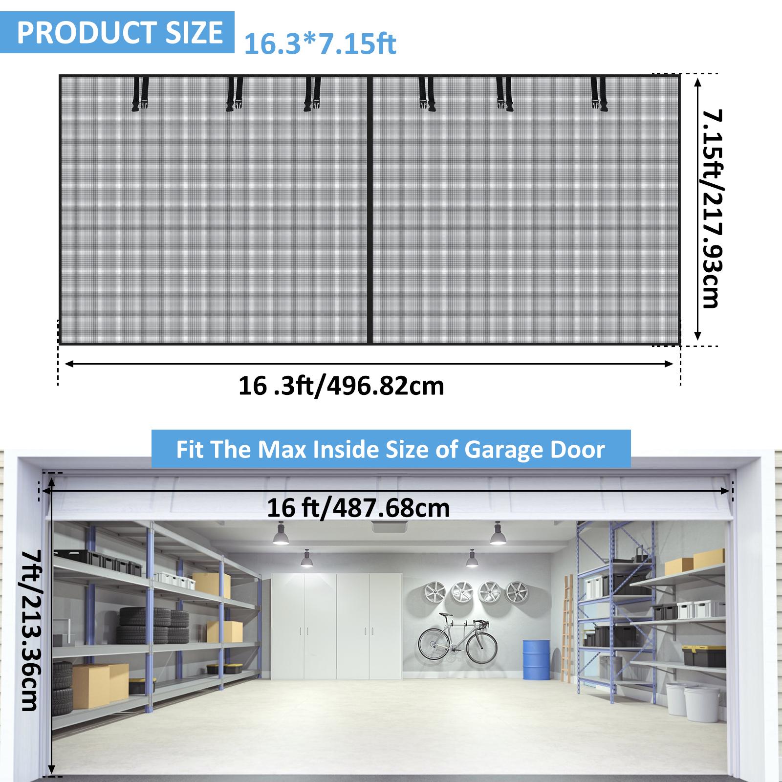 

Magnetic Door Screen Summer Magnetic Curtain Screen 16X7FT Magnetic Garage Screen Doors Mosquito Net Custom for Patios Balcony Black