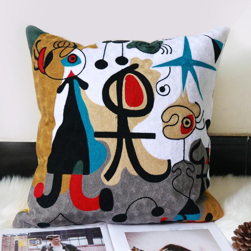 Picasso Embroidered Decorative Throw Pillowcases Abstract Creative Decoration for Home Sofa Pillow Cover