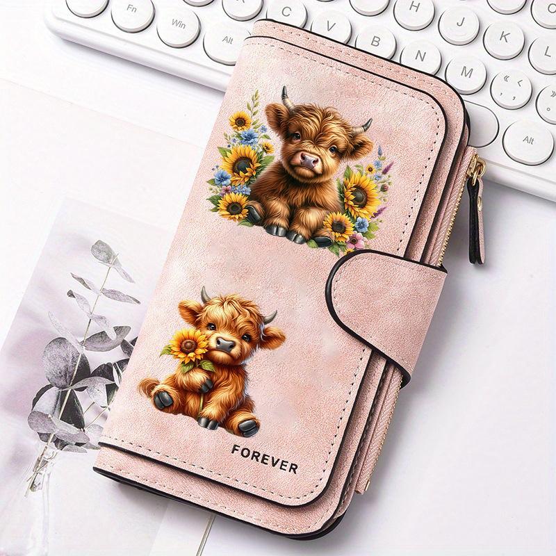 Scottish Highland Cow Women's Long Wallet 1pc Multi - functional Snap Coin Purse Cat Lovers Gift Daily Commute Outdoor Travel Family Use Model