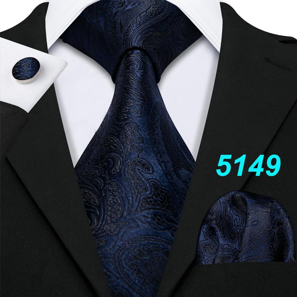 

Мужские деловые галстуки Barry.Wang, носовые запонки, шелковый галстук в клетку с узором пейсли, комплект N-5149