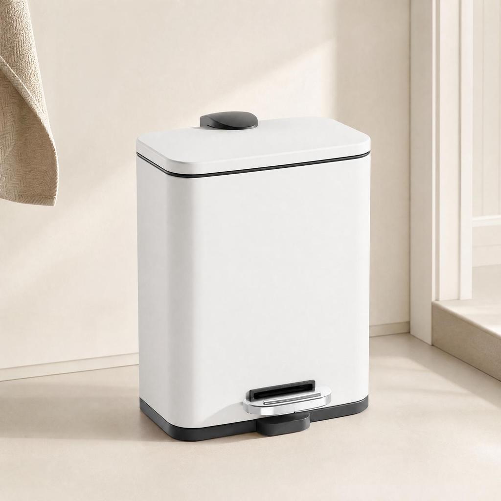 5L Rectangular Pedal Waste Bin Hands Metal with Polypropylene Liner Compact for Kitchen,