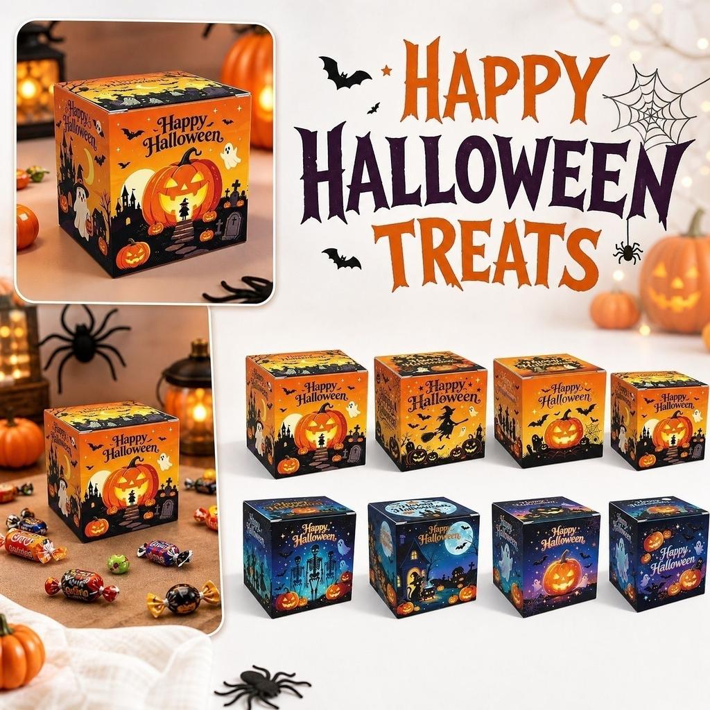 Halloween Treat Boxes Paper Candy Snack Packaging Decorative Party Supplies for Event Table Setup and Themed Occasions 12 Pack