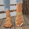 Fashion Women Slippers Fashion Gold Clip Toe Sandals Women Summer Flat Heels Beach Flip Flops Woman  Lightweight Slippers Slides Women