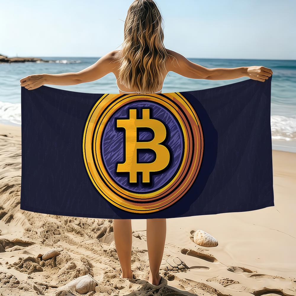 

Funny B-itcoin Crypto C-ryptocurrency Towel Beach Towel Oversized Quick Dry Towel Absorbent Soft Swim BeachTowels for Men Women W40*H60(CM)