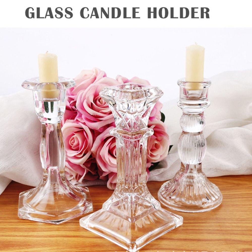 Transparent Roman Column Candlestick Vintage Simple Candles Stand  Table Centerpiece