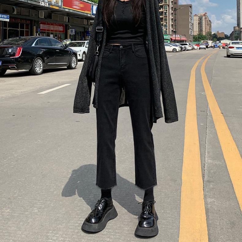 High Stretch Jeans for Women Autumn and Winter Slim Fit High Waist Straight Leg Jeans