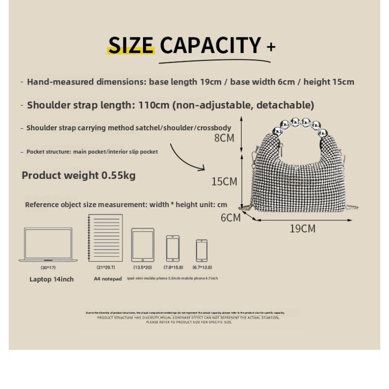 New round bead handbag inlaid brick women's fashion versatile diamond chain rhinestone shoulder bag messenger dinner bag