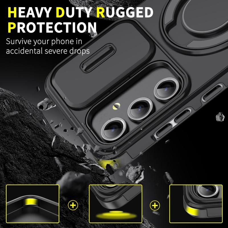 For Samsung Galaxy S25 S24 S23 S22 S21 Ultra Plus Magnetic Finger Ring Holder Military Protective Case