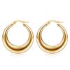 European-American Fashion 18K Gold Ribbed Hoop Earrings, 28MM Stainless Steel, Hot Selling Jewelry
