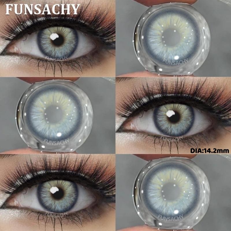 FUNSACHY 1 Pair Colored Contact Lenses Natural Big Black Eyes Blue Green Soft Contact Lenses for Women Brown Gray Contact Lenses