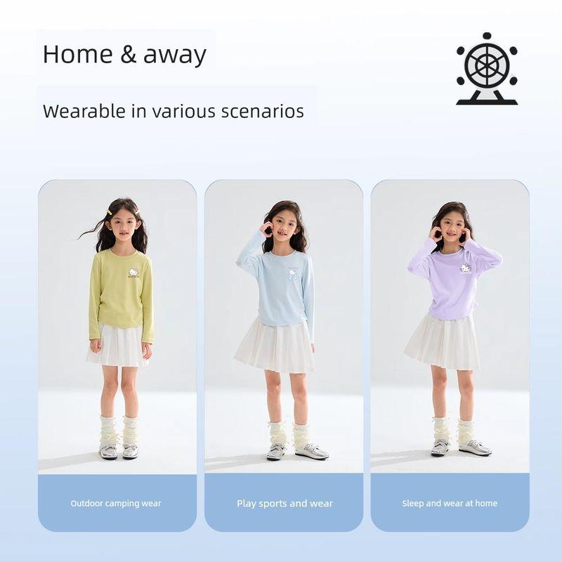 Hello Kitty Girls' Autumn Outfit Set, Stylish Children's Autumn Clothes, Long-Sleeved T-Shirt and Skirt for Older Girls, Trendy