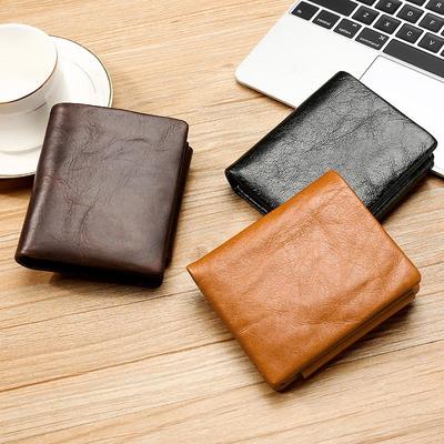 Portafoglio Trifold Retro in Pelle RFID per Uomo - Corto Antifurto con Molteplici Scomparti per Carte