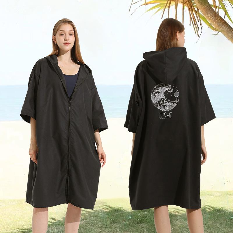 Quick-Dry Surf & Dive Change Robe: Zippered, Absorbent Beach Towel Poncho