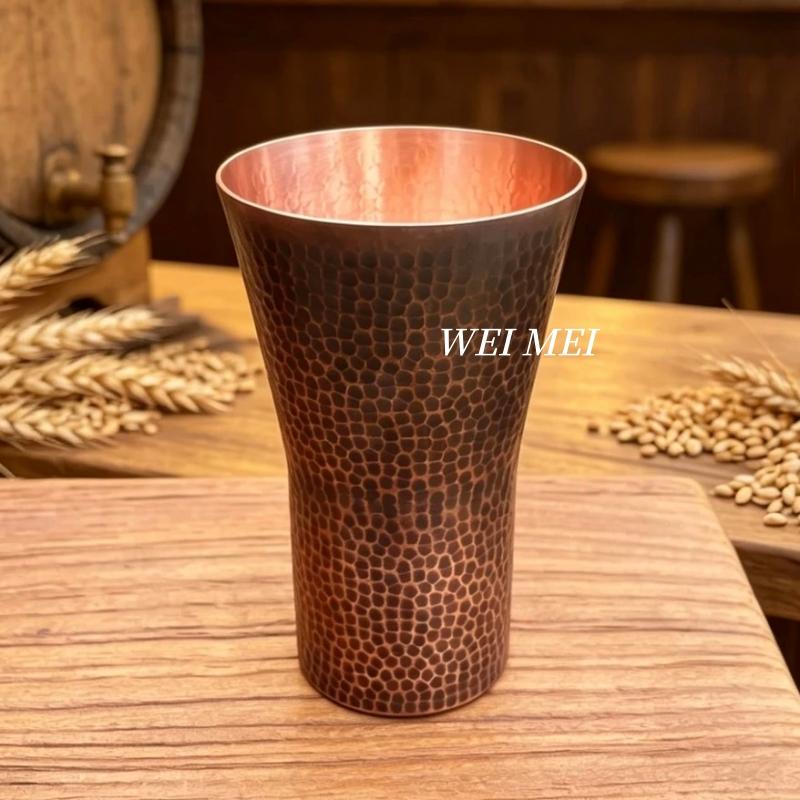 Pure Copper Vintage Coffee Mug,Camping 400 ml Cold Drink Beer Cup,Handcrafted Wide-Mouth Shape Smooth Texture Tea Cup Drinkware