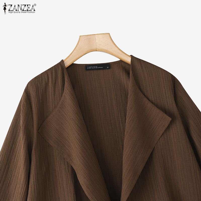 ZANZEA Womens Summer Loose Casual 3/4 Sleeve Thin Cardigan Blouse