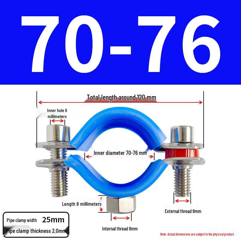 Stainless Steel Pipe Clamp Bracket with M8 Nut for Cable and Gas Pipes