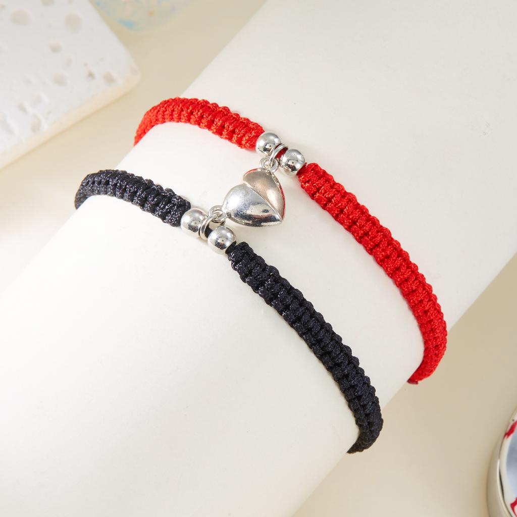 2Pcs/Set Magnetic Couple Bracelets for Lover Friendship Jewelry Pinky Promise Card Matching Braided Rope Bangle Gift Accessories