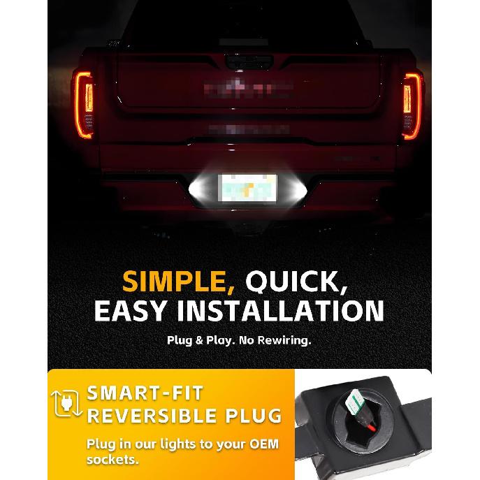 LED License Plate Lights for 2014- Chevy Silverado GMC Sierra 1500 2500HD 3500HD Pickup Truck, Led Rear Tag Lamp for 2015- Colorado,2015- GMC Canyon,
