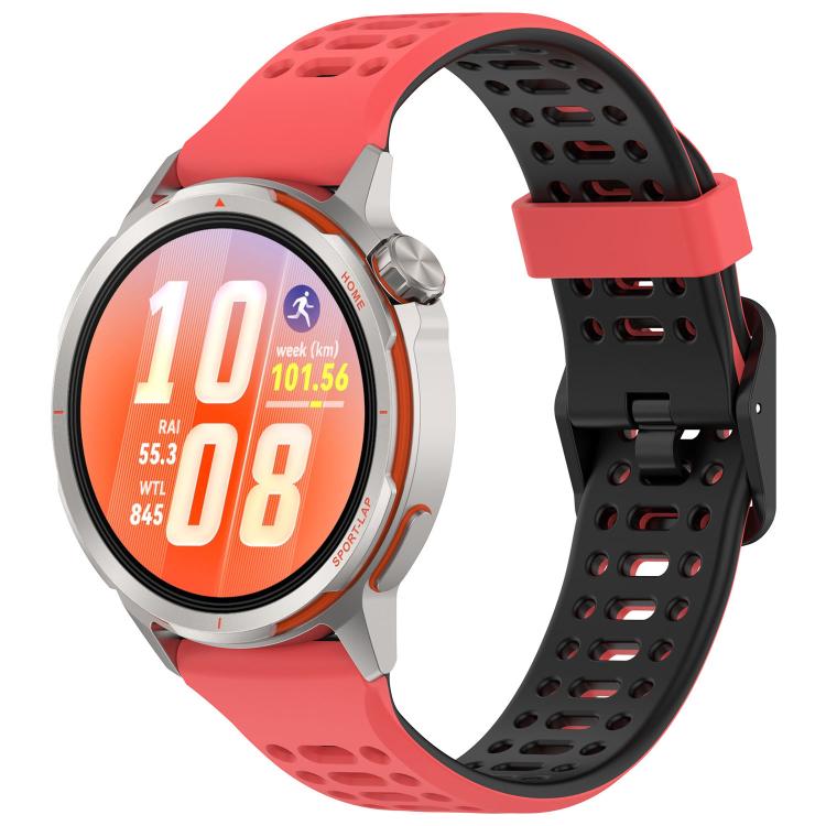 Perforated Double Color Silicone Sport Watch Band For Huawei Watch GT Runner 2, Breathable Adjustable Replacement Wrist Strap