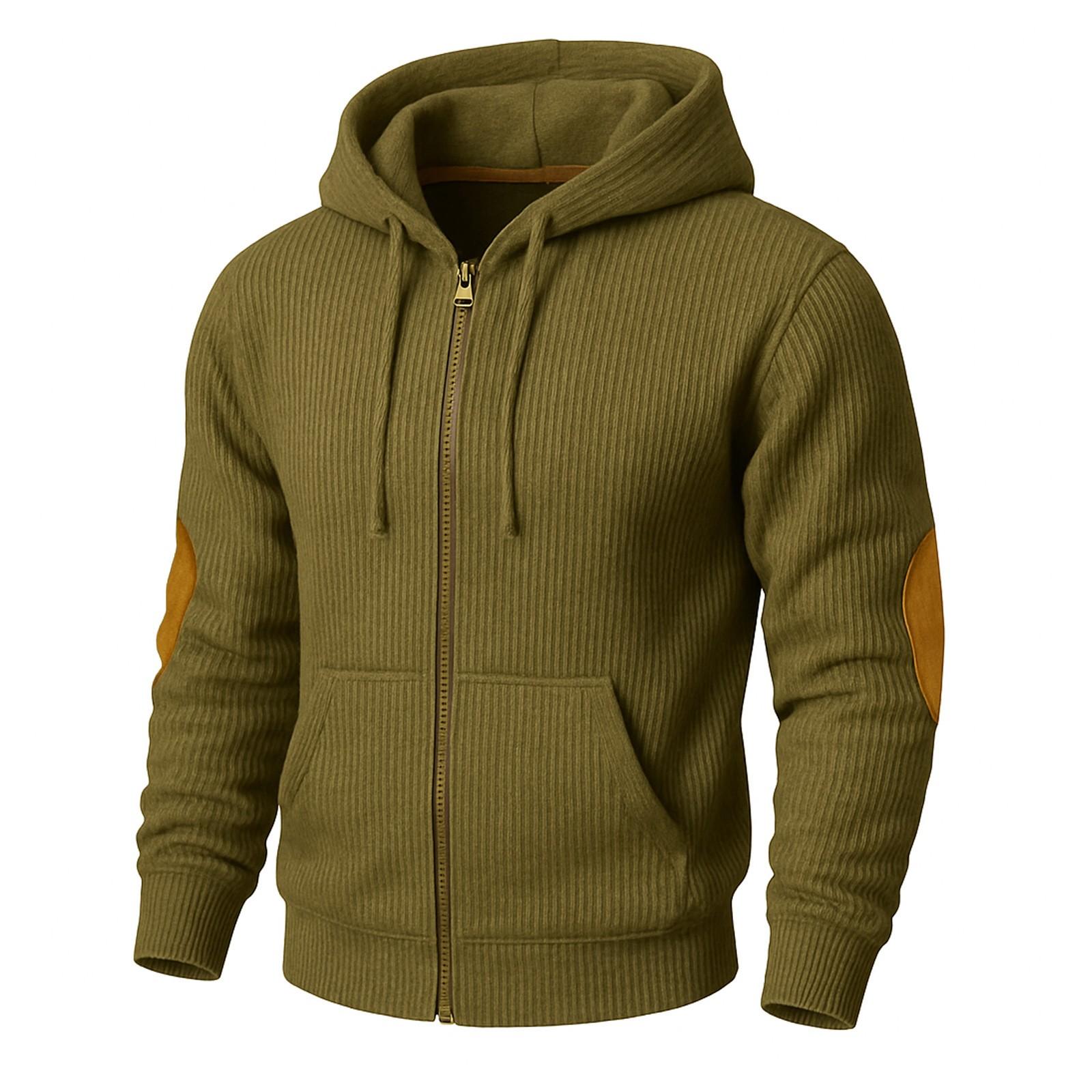 

Spring And Fall Men s Outdoor Casual Standing Collar Long-sleeved Sweater Hoodies Tops Coats L зелёный