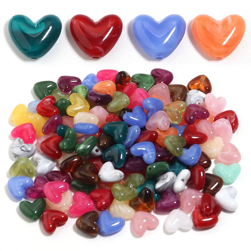 20Pcs Imitation Stone Heart Shape Acrylic Beads Dual Color Loose Bead For Jewelry Making Diy Charms Bracelet Necklace Accessorie