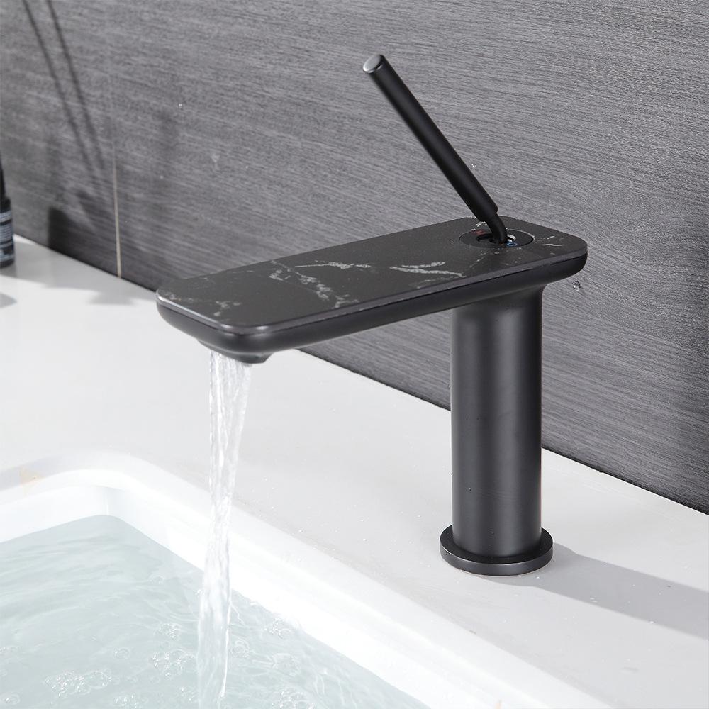 Basin Faucet Bathroom Hot Cold White Mixer Crane Deck Single Lever Black Tap Mixer Brass Waterfall Faucet