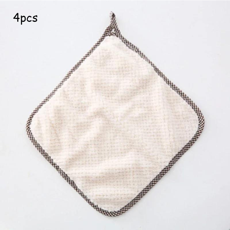 Four Colours Hanging Coral Fleece Hand Towel Special For Microfiber Water Absorption Cleaning Towels Nonstick Oil Fast Drying