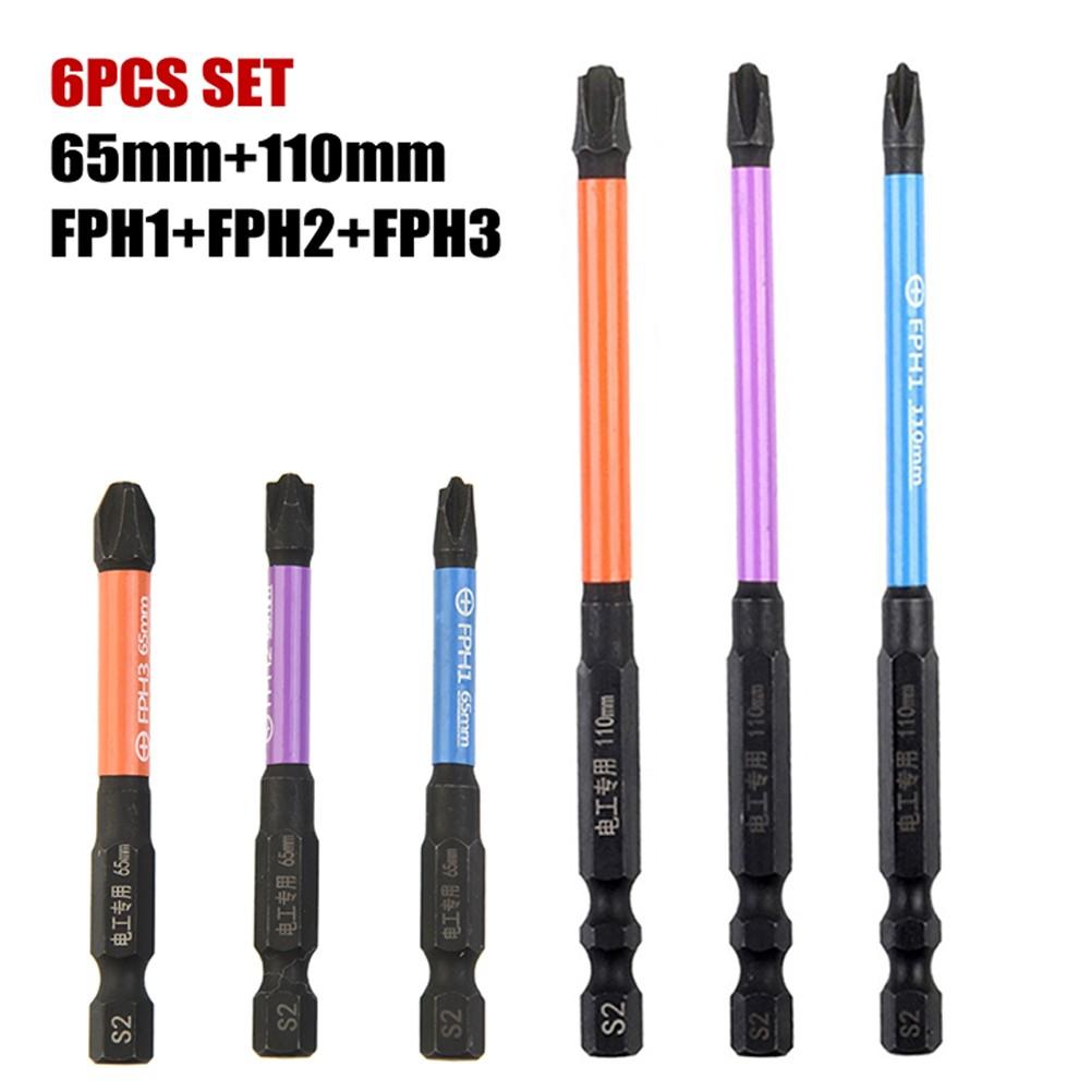 65mm/110mm Screwdriver Bits 6pcs 6x Alloy Steel HRC63 Hardness