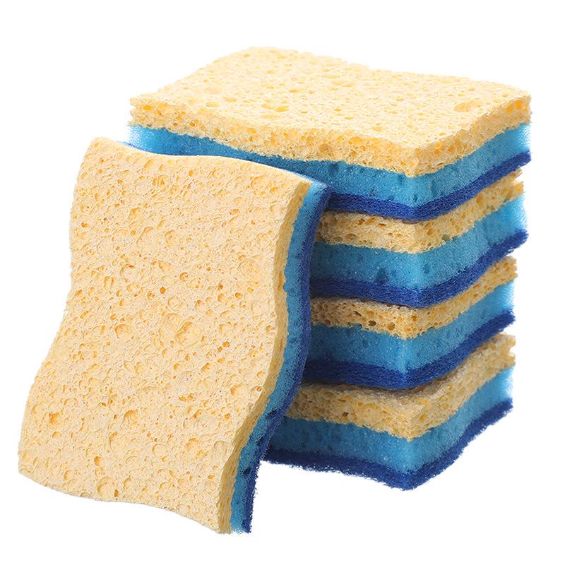 Absorbent Wood Pulp Cotton Kitchen Sponge – Double-Sided, Non-Oily Dishwashing Rag