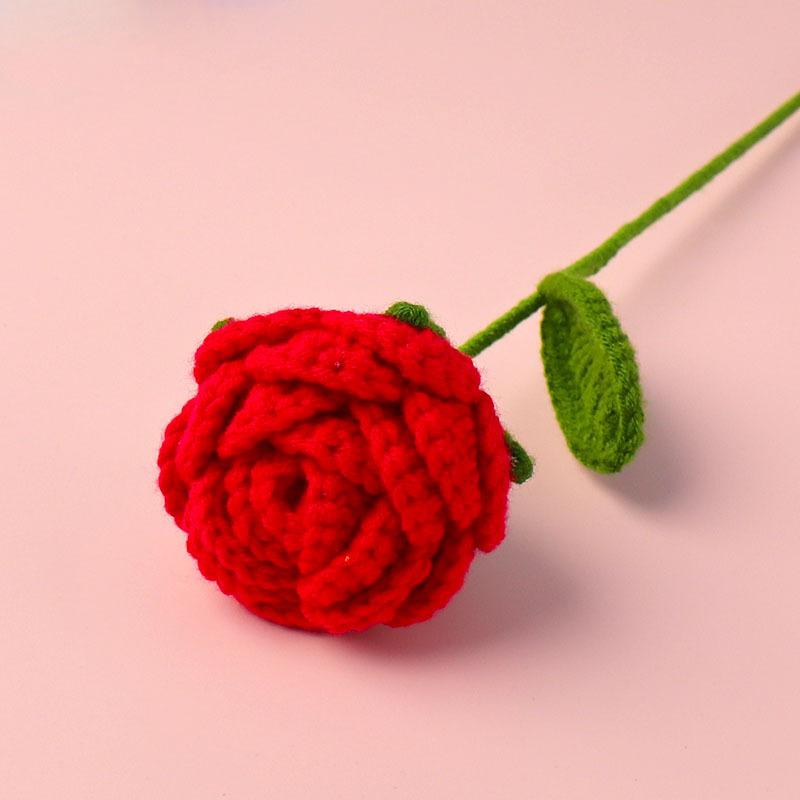 Rose Finish Product Outdoor Garden Arch Wedding Bridal Bouquet Home Bonsai Party Gift Box Artificial Handmade Crochet