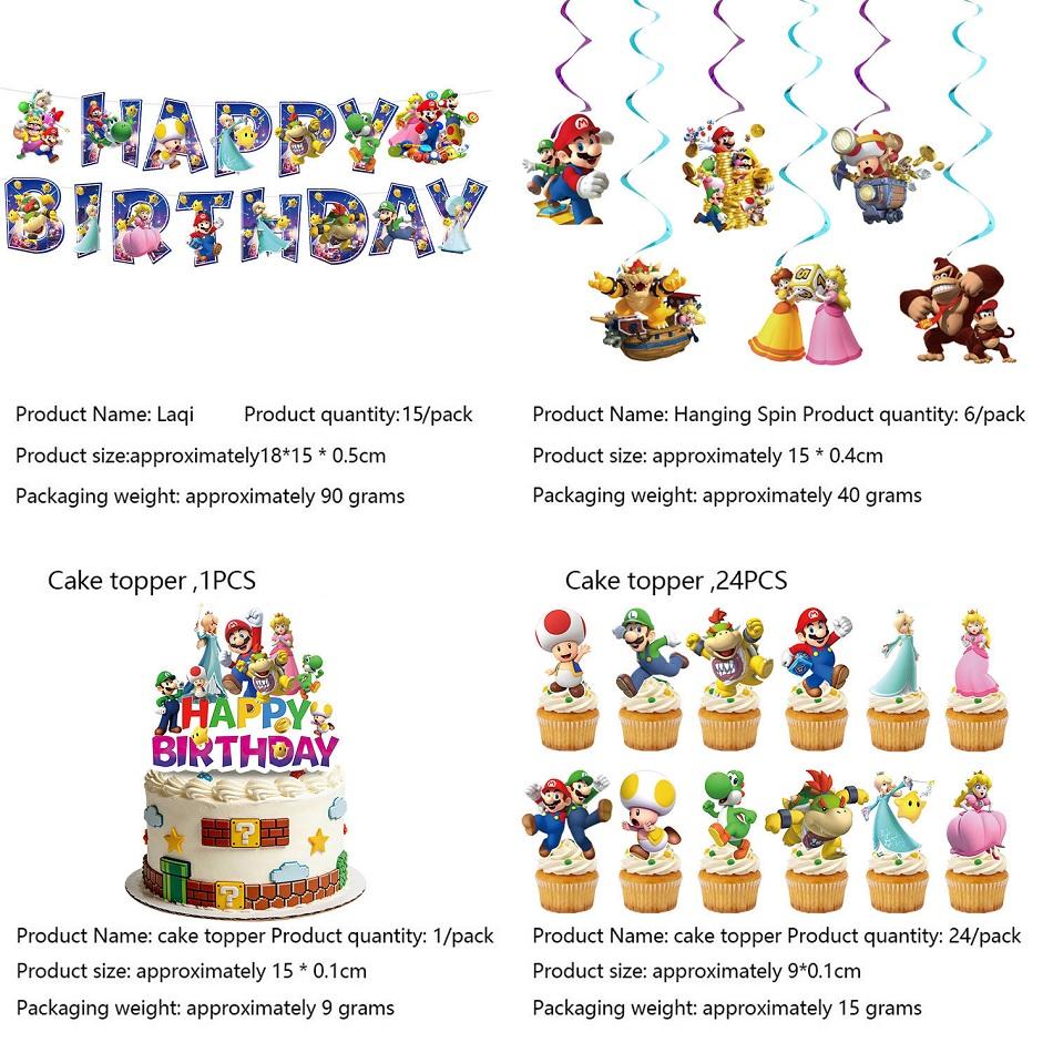 New Mario Galaxy Series Theme Birthday Decoration Party Supplies Tablecloth Props Paper Glasses Cup Kit Disposable Tablewar