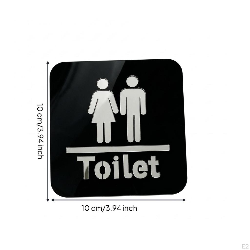 Herren und Damen Toilettenschild Spiegeloberfläche Acryl Dekorative Türplakette Rund Silber