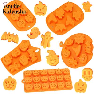 Halloween Gruselige Kürbis Silikonform Geisterhut Totenkopf Eiswürfel Schokolade Lebensmittel Backblech Form Keks Keks Kuchen Backform