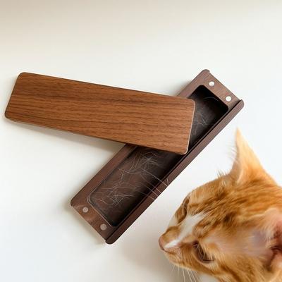 Elegant Design Walnut Wood Cat Whisker Box Solid Wood Keepsake Organizer  Pet Supplies Storage
