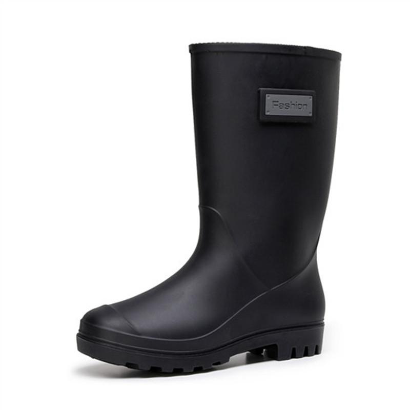 Mid Top Rain Boots Women Winter Thick Non-Slip Warm Cotton Rain Boots Plus Velvet Ladies Rubber Boots Rainy Overshoesnj67