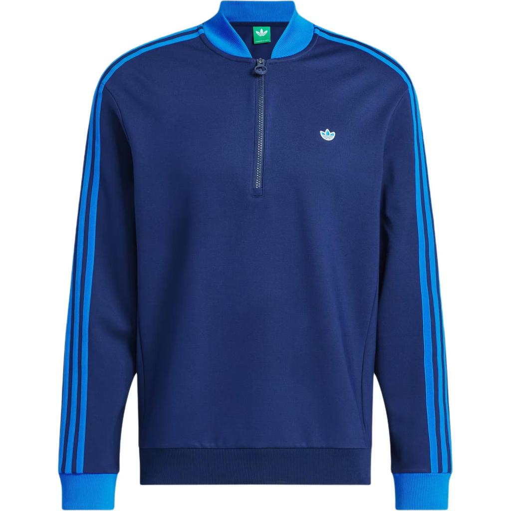 Adidas Originals 3 Stripes 1/4 Zip Sweatshirt Regular Fit Soft Fleece Casual Outerwear Men Night Indigo JP0938