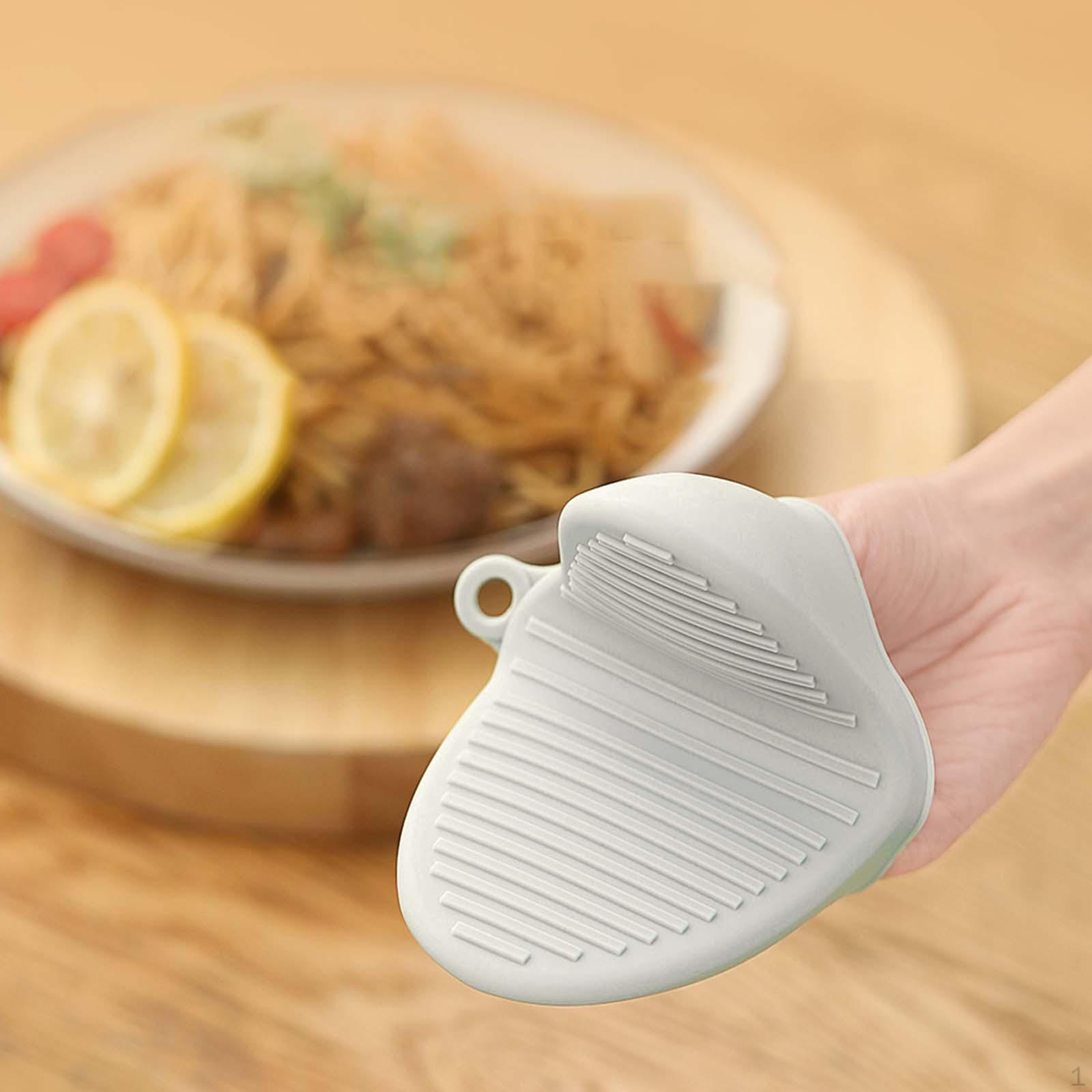 

Pot Holder Bowel Clip Non Slip Gripper Finger Pinch Grips Thicken Silicone Gloves for Baking білий