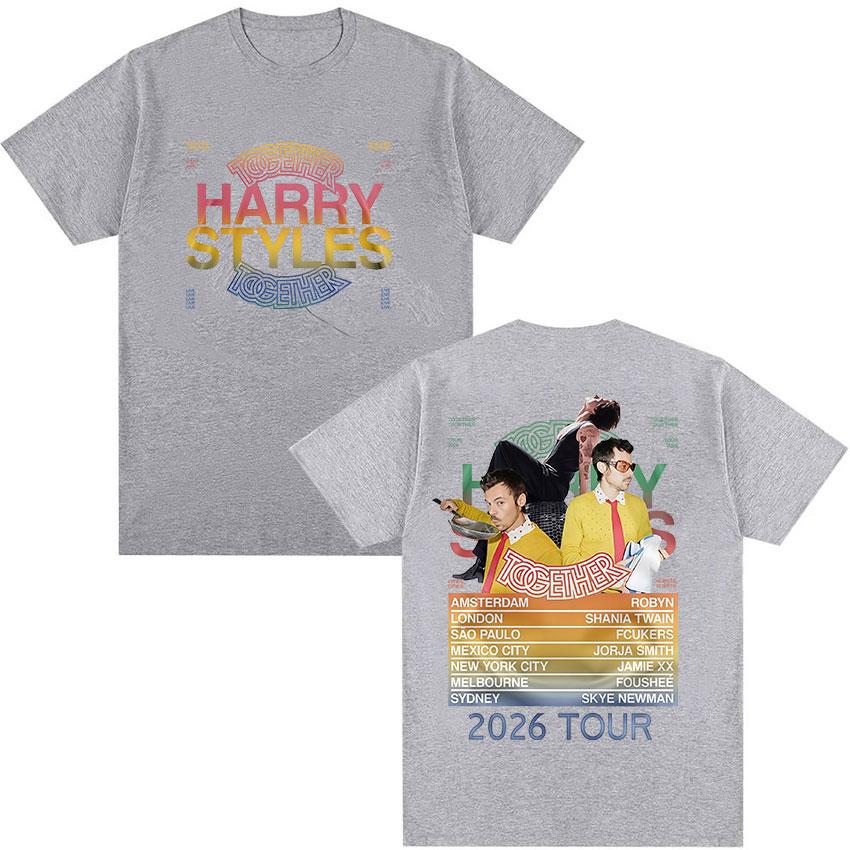 Harry Styles Together Tour 2026 Fan Gifts Summer Mens Womens High Quality Retro Cotton Loose Street Wear Y2K Mens Clothing
