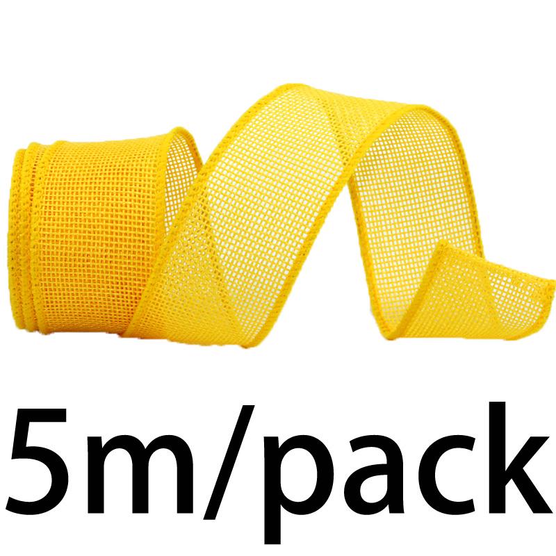 (5 meters/pack) 40mm color linen fabric iron wire edge ribbon gift box packaging ribbon festival decoration handmade DIY
